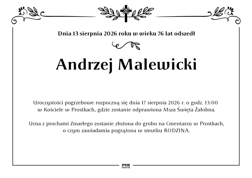 Andrzej Malewicki - nekrolog